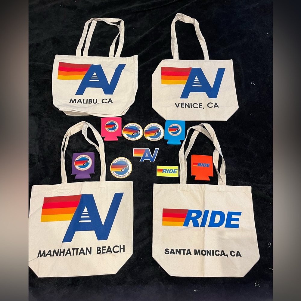 -Bundle of 4 Aviator Nation Tote Bags and Swag